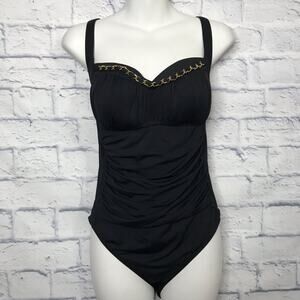 Black w/ Gold Scrunched Bathing Suit